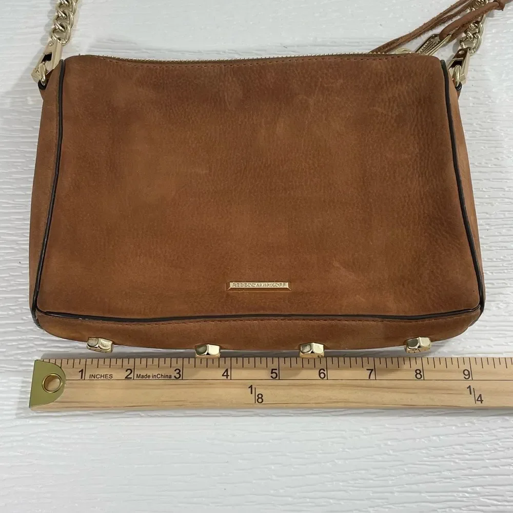 Rebecca Minkoff Avery Crossbody Bag Caramel Brown Nubuck‎ Leather Purse